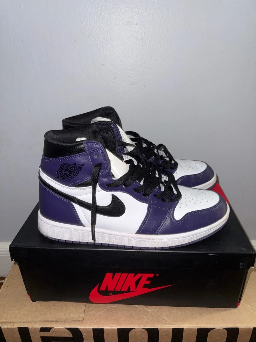 Nike Men’s Purple White Black High-Top Sneakers
